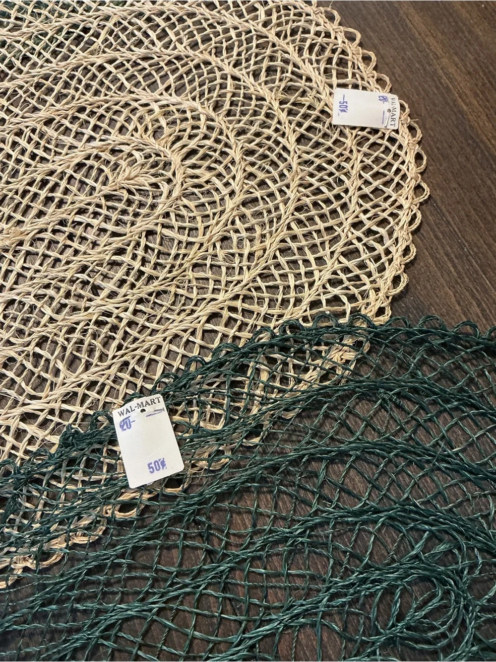 Vintage 70s Abaca Fiber Woven Oval Placemats Set of 6 Boho MCM